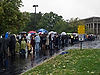 Line Moving into Taylor Hall Parking Lot
