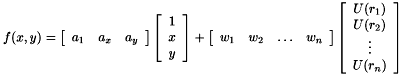 f(x,y) matrix