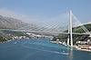 Leaving Dubrovnik past Franjo Tudjman Bridge