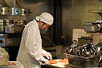 Slicing Salmon at Lowell's Restaurant at Pike Place Market